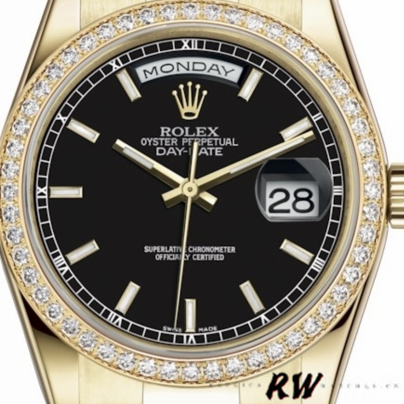 Rolex Day Date 118348 Black Dial 36mm Unisex Replica Watch