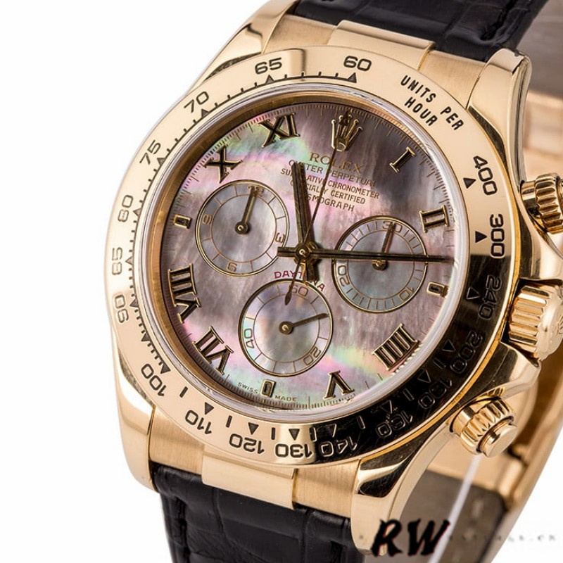 Rolex Daytona 116518 Black MOP Roman Dial 40mm Mens Replica Watch