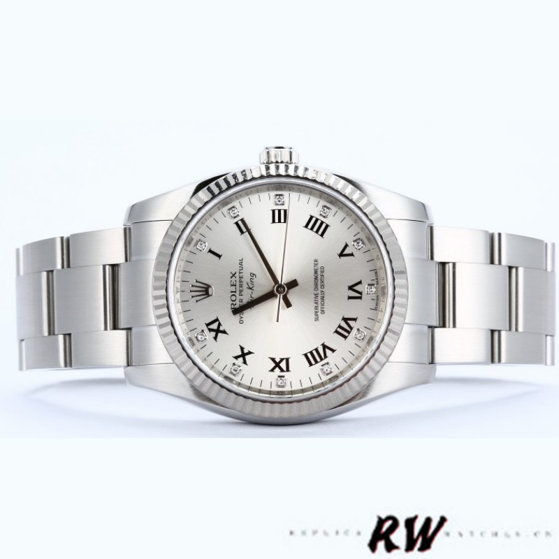 Rolex Oyster Perpetual Air-King 114234 Silver Roman Diamond Dial 41mm Replica Watch