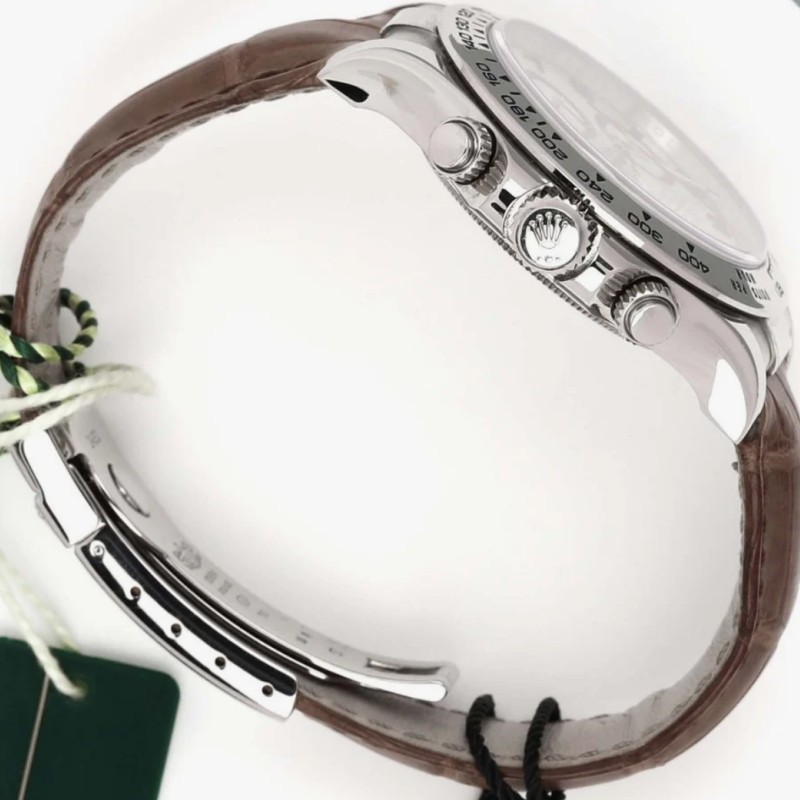 Rolex Daytona 116519 White Gold Racing Dial Brown Leather strap 40mm Mens Replica Watch