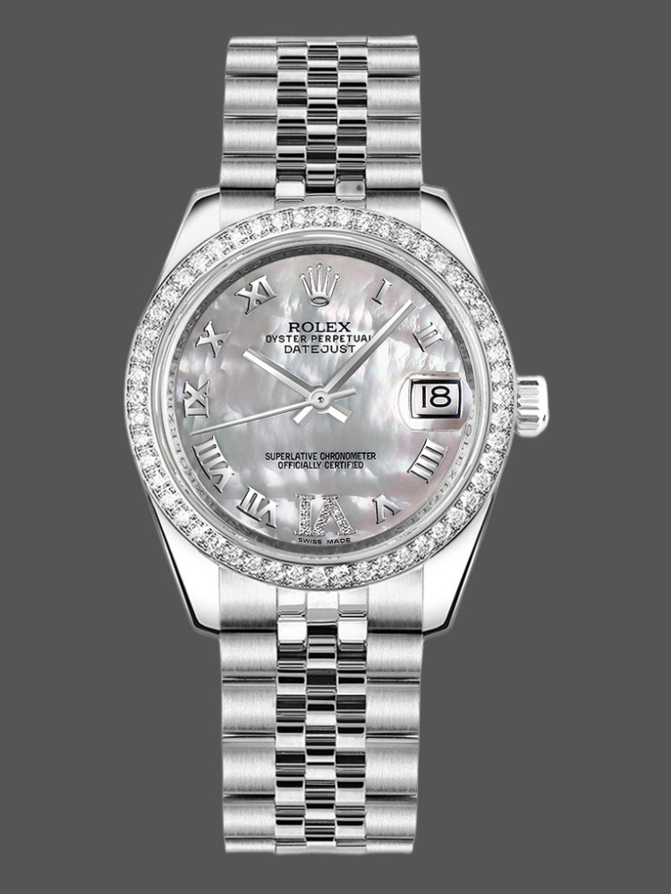 Rolex Datejust 178384 White Mother of Pearl Dial Diamonds 31MM Lady Replica Watch