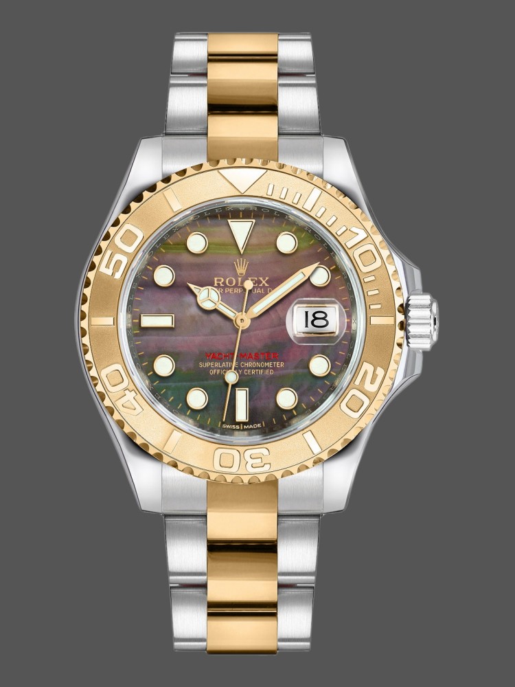 Rolex Yacht-Master 168623 Steel Yellow Gold Black MOP Dial 35MM Unisex Replica Watch