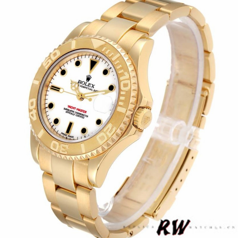 Rolex Yacht-Master 168628 White Dial Yellow Gold 35MM Unisex Replica Watch