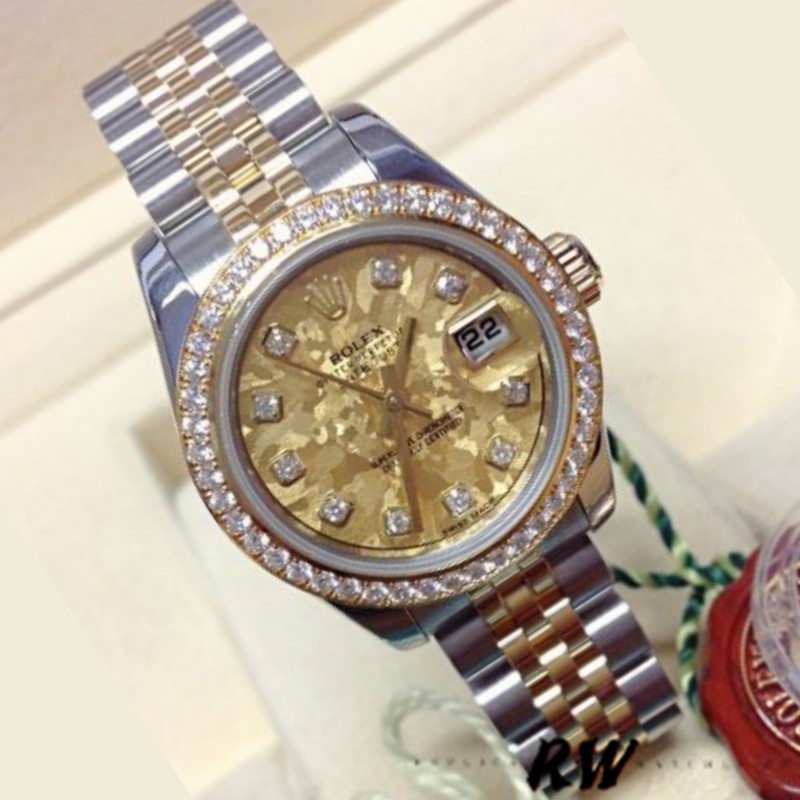 Rolex Datejust 179383 Jubilee Crystal Grey and Champagne Dial 26MM Lady Replica Watch