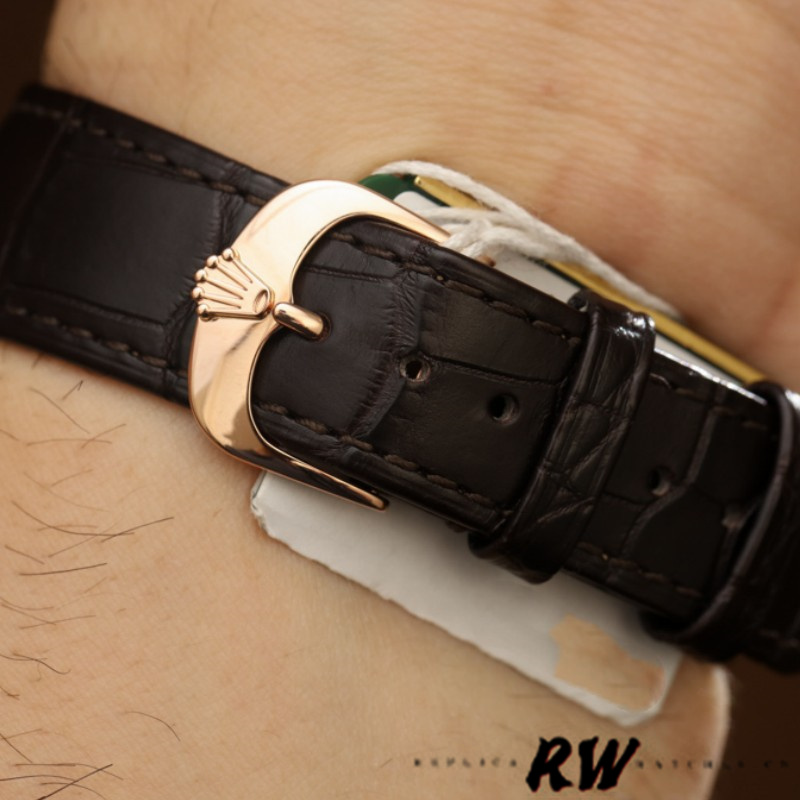 Rolex Cellini Time 50505 Brown Leather Strap White Dial 39mm Mens Replica Watch