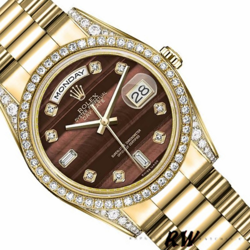 Rolex Day-Date 118388 Bull's Eye Brown Dial 36mm Unisex Replica Watch