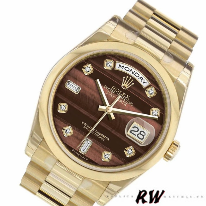 Rolex Day-Date 118208 Bulls Eye Diamonds Dial 36mm Unisex Replica Watch