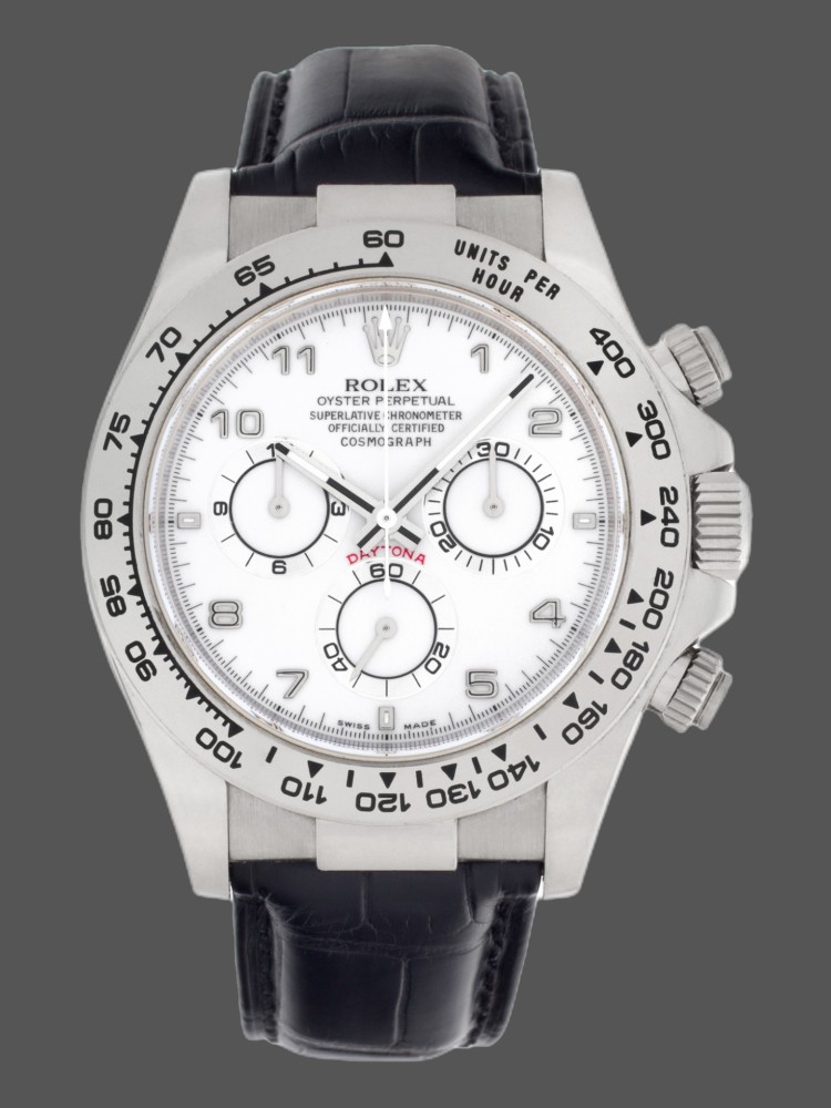 Rolex Daytona 116519 White Dial Black Leather strap 40mm Mens Replica Watch