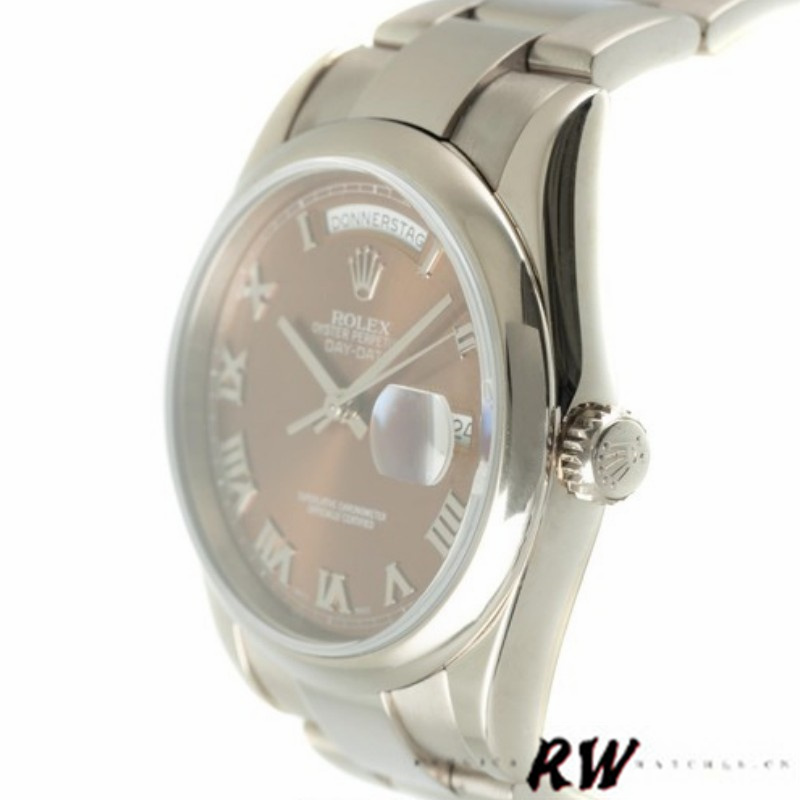 Rolex Day-Date 118209 White Gold Copper Brown Dial 36mm Unisex Replica Watch