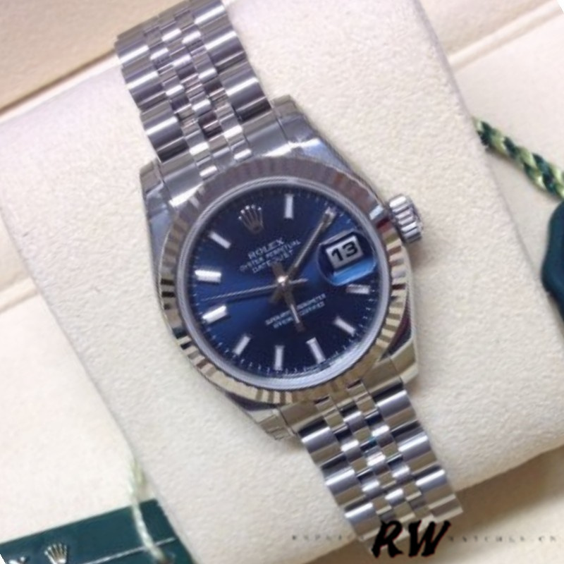 Rolex Datejust 179174 Blue Index Dial Fluted Bezel 26MM Lady Replica Watch