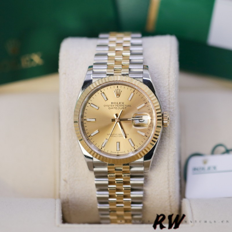 Rolex Datejust 36MM 126233 0015 Champagne Index Dial Fluted Bezel Unisex Replica Watch