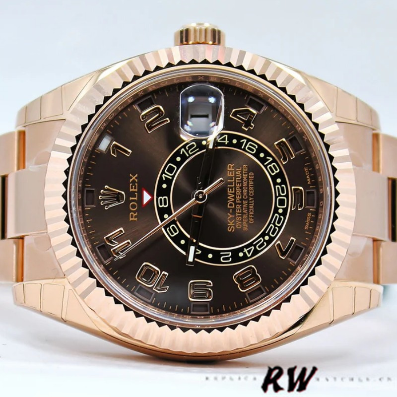 Rolex Sky-Dweller 326935 Everose Gold Chocolate Arabic Dial 42mm Mens Replica Watch