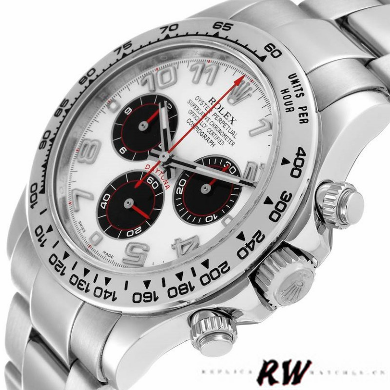 Rolex Cosmograph Daytona 116509 White Arabic Dial White Gold 40MM Mens Replica Watch