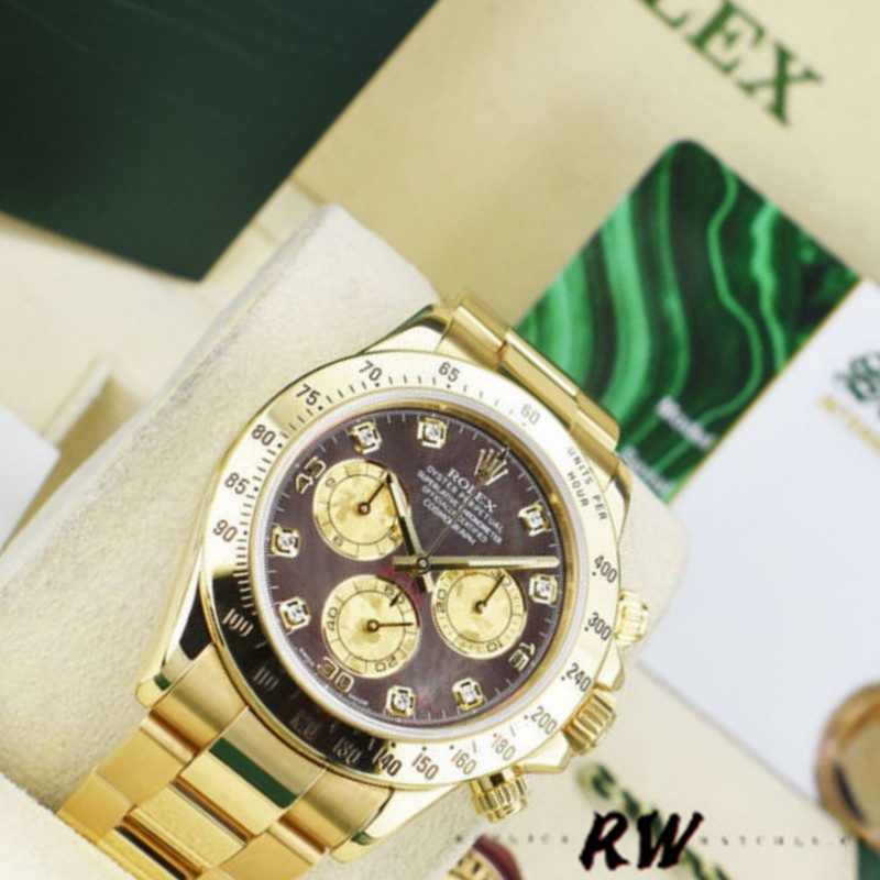 Rolex Cosmograph Daytona 116528 Black MOP Diamond Dial 40MM Mens Replica Watch
