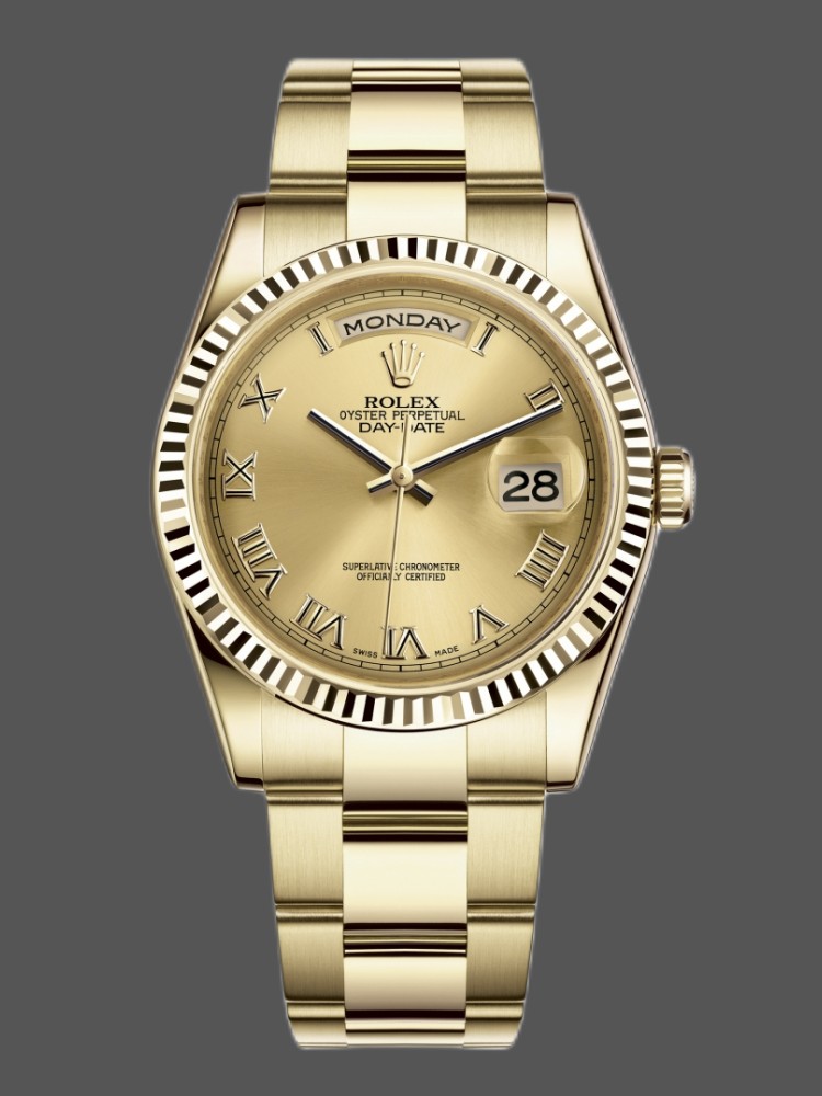 Rolex Day-Date 118238 Champagne Dial Yellow gold 36mm Unisex Replica Watch