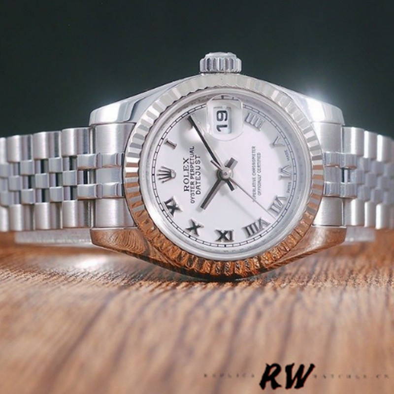 Rolex Datejust 179174 White Roman Dial Fluted Bezel 26MM Lady Replica Watch