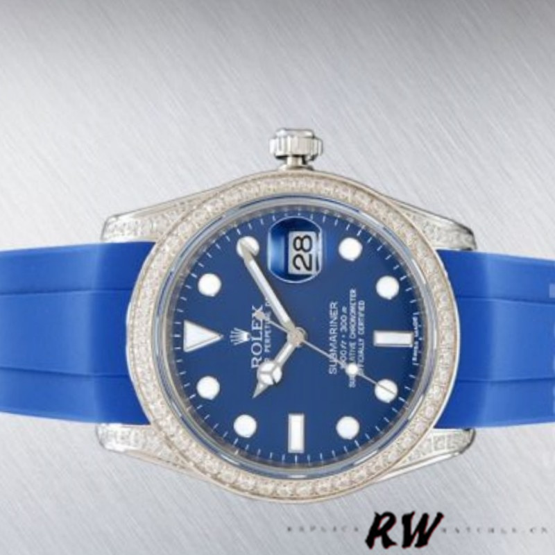 Rolex Submariner 116610 Blue Dial Blue Rubber strap 40mm Mens Replica Watch