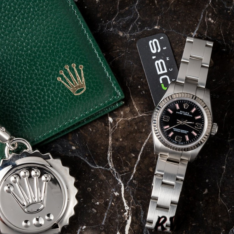 Rolex Oyster Perpetual 176234 Black Dial Fluted Bezel 26MM Lady Replica Watch