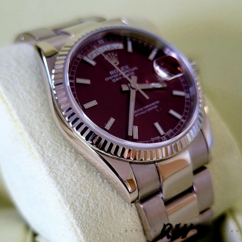 Rolex Day-Date 118239 Cherry Dial white gold 36mm Lady Replica Watch