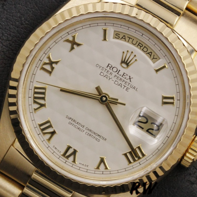 Rolex Day-Date 118238 Roman Numeral Pyramid Ivory Dial 36mm Unisex Replica Watch