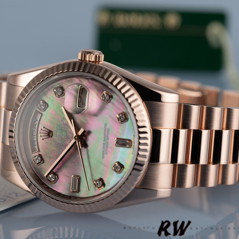 Rolex Day-Date 118235 MOP Black Dial 36mm Unisex Replica Watch