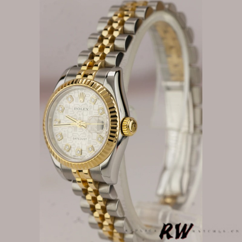 Rolex Datejust 179173 Silver Jubilee Diamond Dial Fluted Bezel 26MM Lady Replica Watch