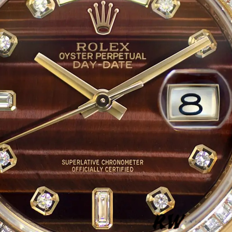 Rolex Day-Date 118398 Bulls Eye Brown Diamond Dial 36MM Unisex Replica Watch