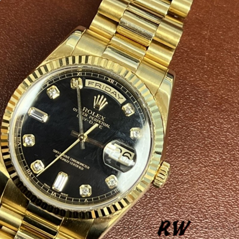 Rolex Day Date 118238 Black Diamond Dial 36mm Mens Replica Watch