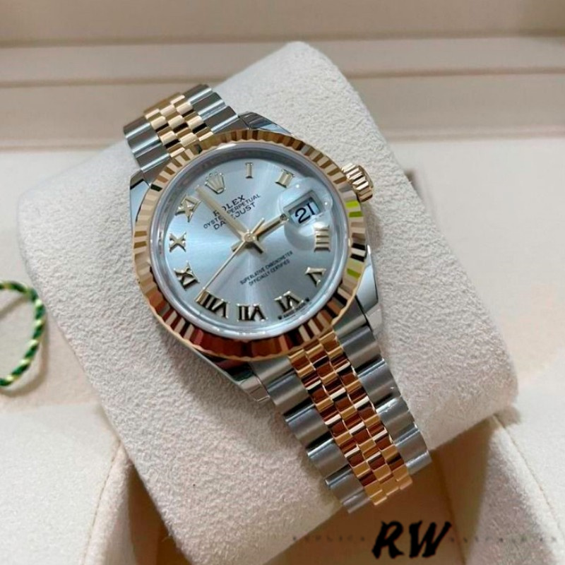 Rolex Datejust 279173 Silver Roman Numeral Dial Fluted Bezel 28mm Lady Replica Watch