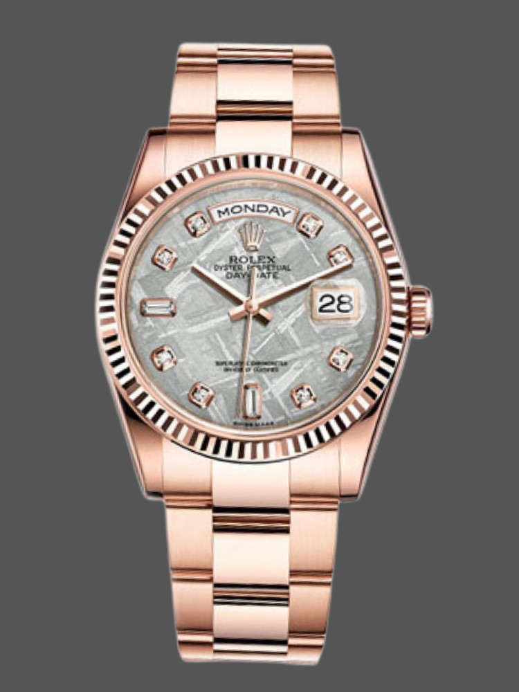 Rolex Day-Date 118235 Meteorite Diamond Dial 36mm Unisex Replica Watch