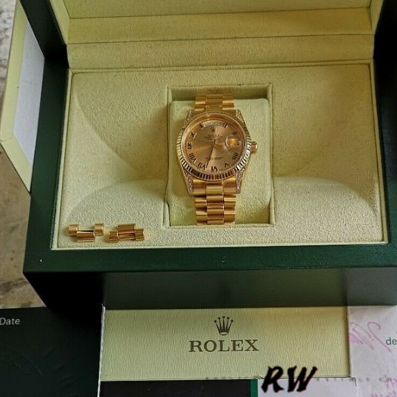Rolex Day-Date 118338 Champagne Dial Roman Numerals 36mm Unisex Replica Watch
