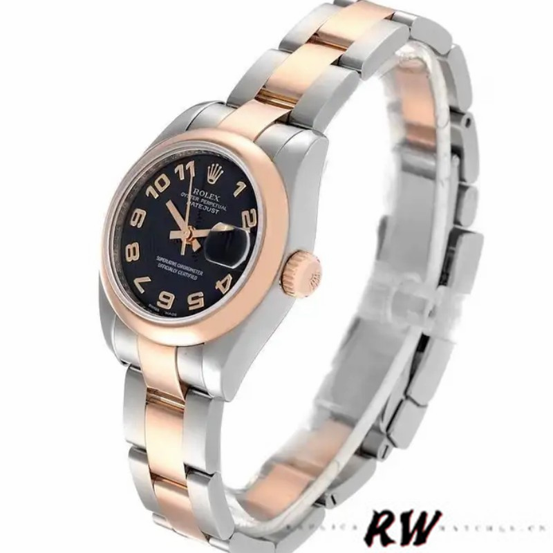 Rolex Datejust 179161 Stainless Steel and Everose Gold Concentric Circle Black Dial 26MM Lady Replica Watch