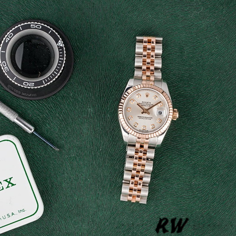 Rolex Datejust 179171 Silver Diamonds Dial Fluted Bezel 26MM Lady Replica Watch