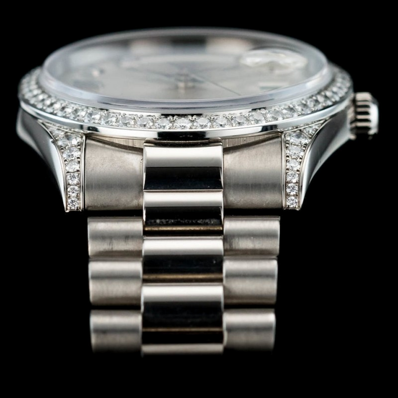 Rolex Day-Date 118389 White Gold Silver Diamond dial 36MM Unisex Replica Watch