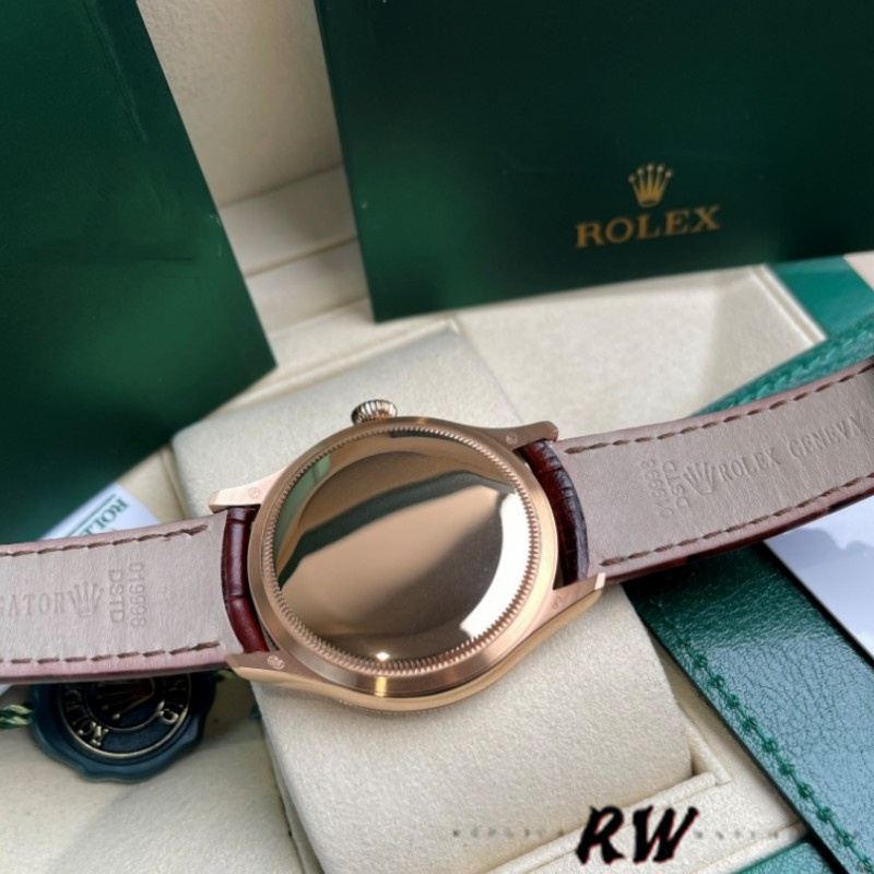 Rolex Cellini Time 50505 Brown Leather Strap Black Dial 39mm Mens Replica Watch