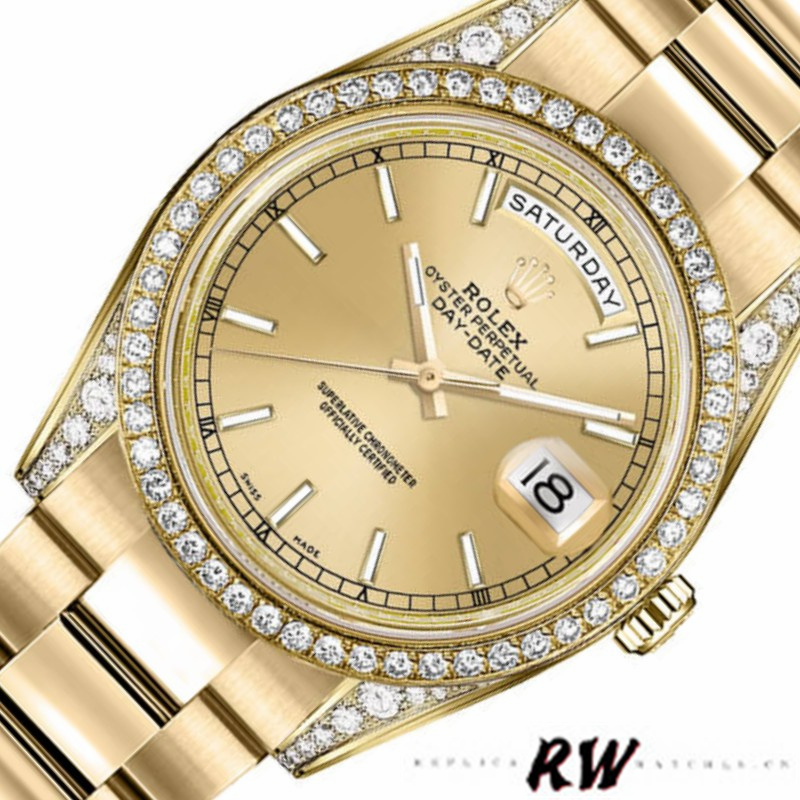 Rolex Day-Date 118388 Champagne Index Dial 36MM Unisex Replica Watch