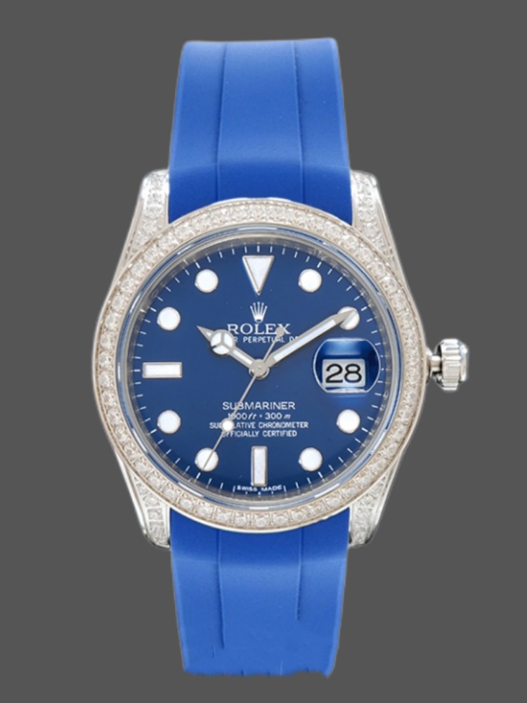 Rolex Submariner 116610 Blue Dial Blue Rubber strap 40mm Mens Replica Watch