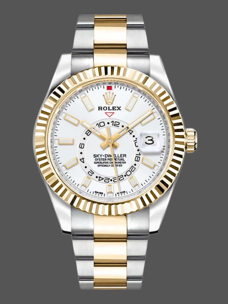 Rolex Sky-Dweller 326933 Stainless Steel White Dial 42MM Mens Replica Watch