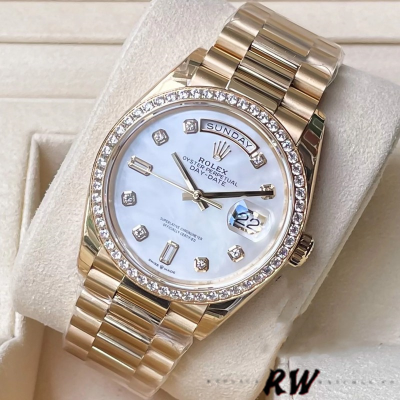 Rolex Day Date 128348RBR MOP Yellow Gold 36MM Unisex Replica Watch