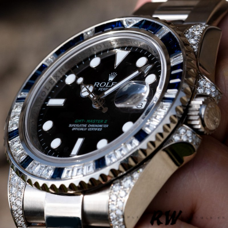 Rolex GMT Master II 116759SA Black Dial White Gold 40mm Mens Replica Watch