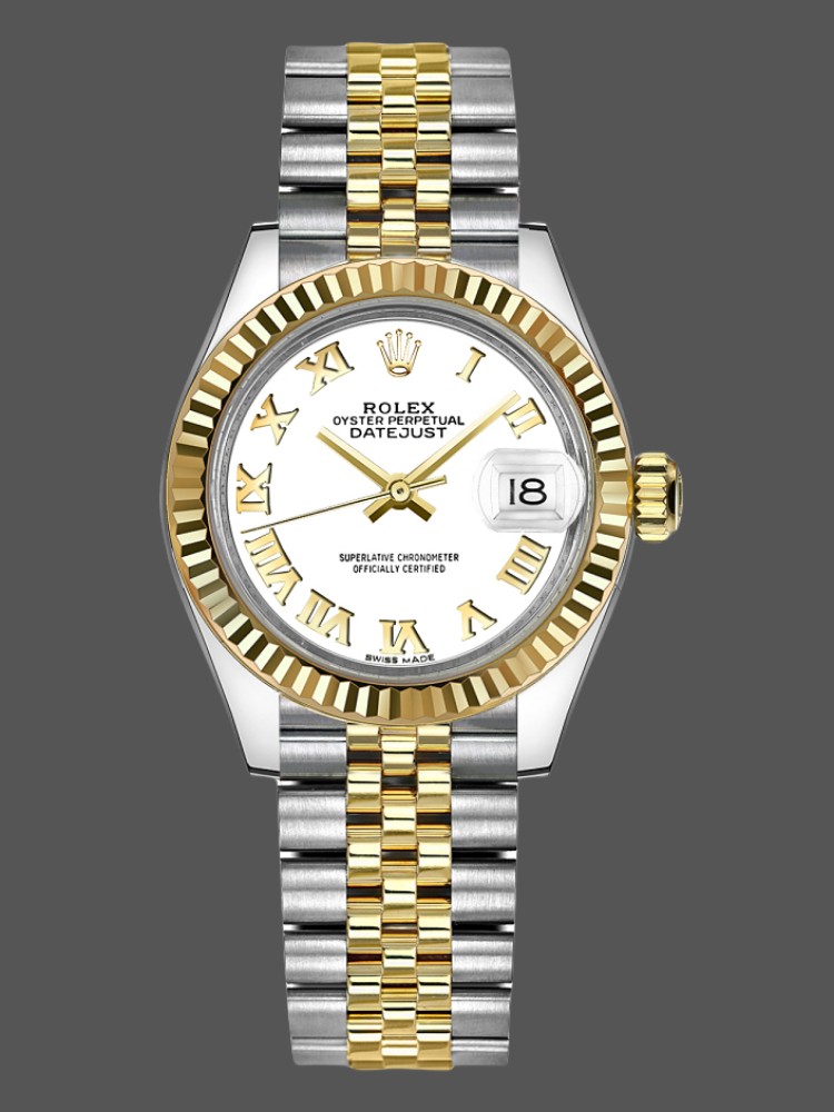 Rolex Datejust 279173 White Roman Numeral Dial Fluted Bezel 28mm Lady Replica Watch