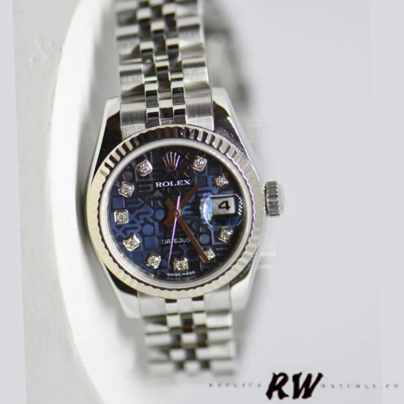 Rolex Datejust 179174 Jubilee Blue Diamond Dial Fluted Bezel 26MM Lady Replica Watch