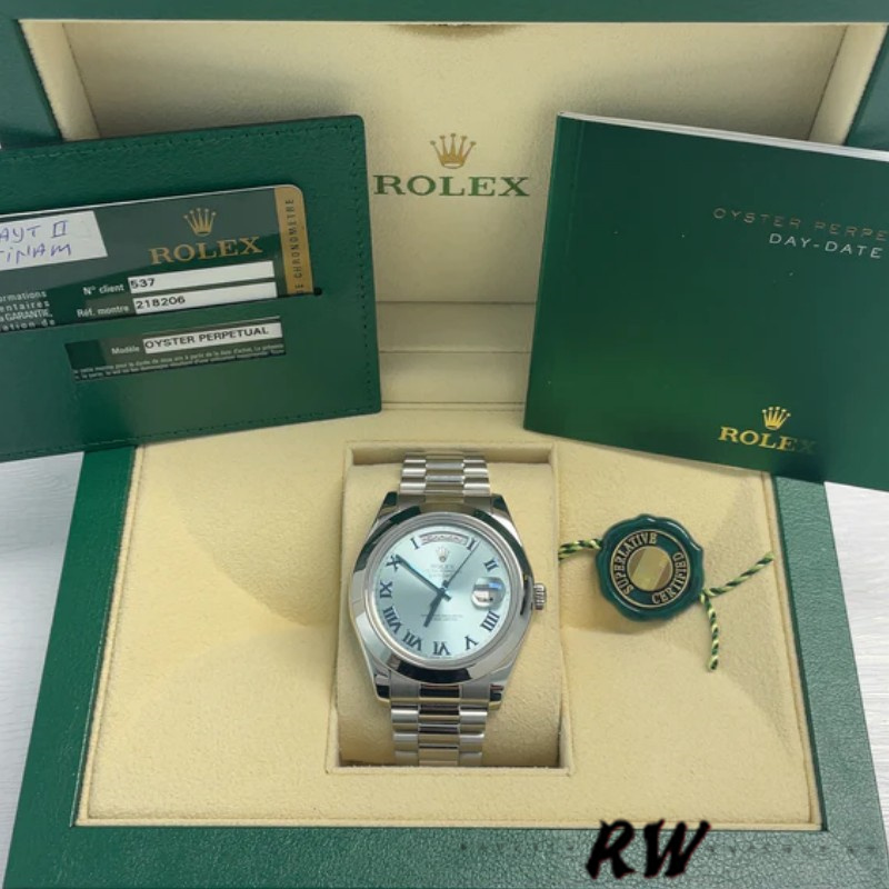 Rolex Day-Date 218206 Ice Blue Dial Platinum 41MM Mens Replica Watch