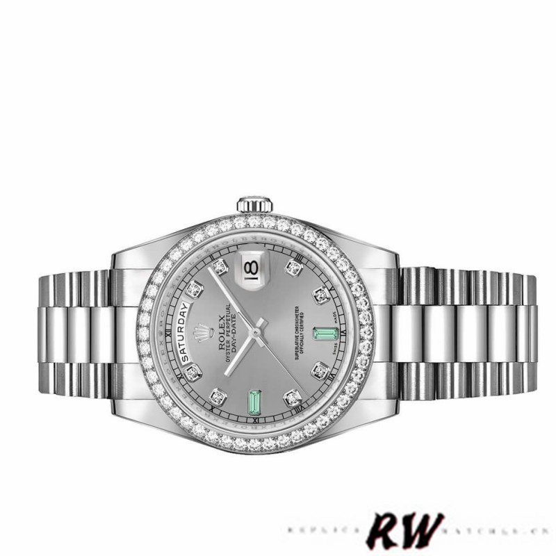 Rolex Day Date 118346 Rhodium Grey Dial 36mm Unisex Replica Watch