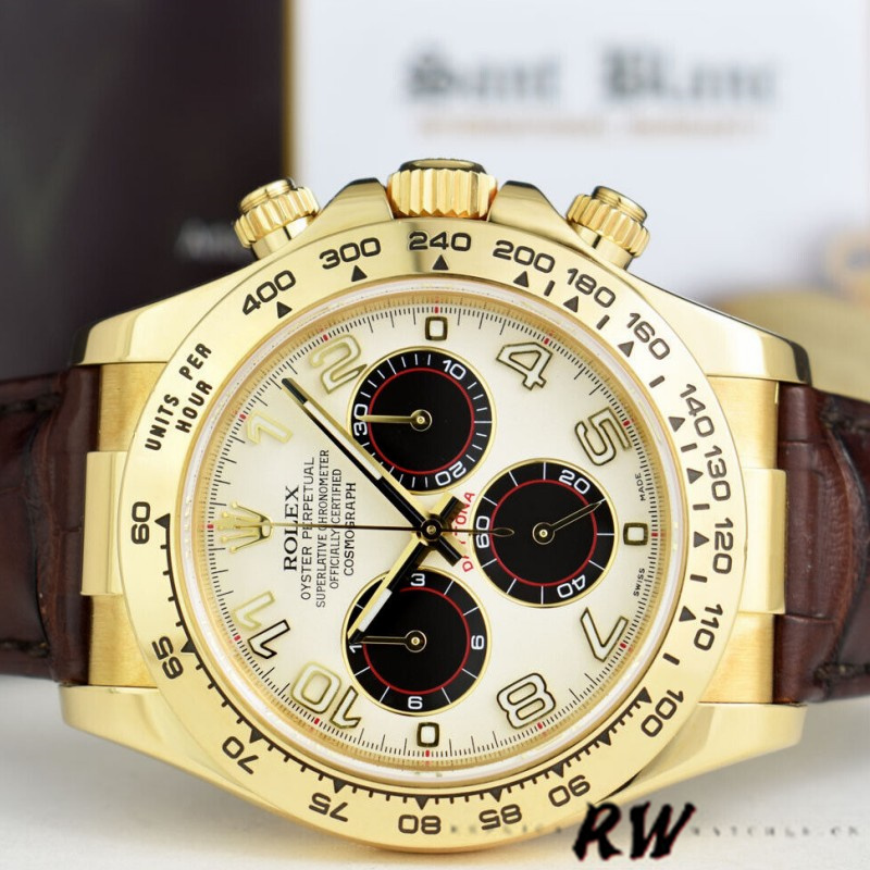 Rolex Daytona 116518 Ivory Dial Brown Leather Strap 40mm Mens Replica Watch