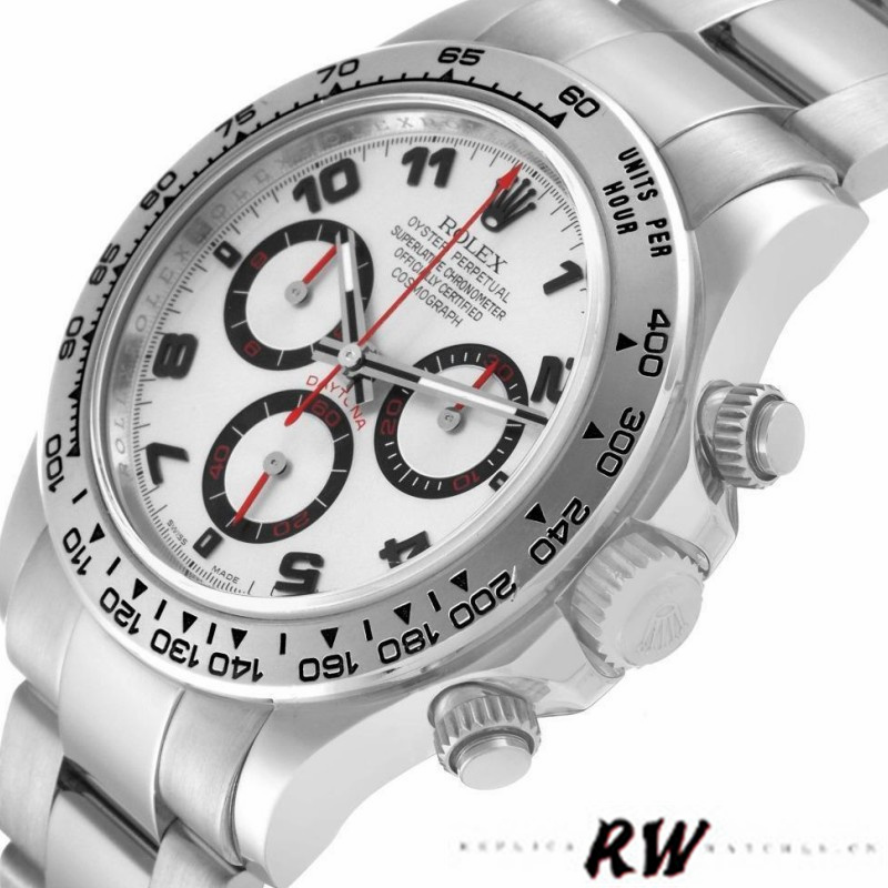 Rolex Cosmograph Daytona 116509 Silver Arabic Dial White Gold 40MM Mens Replica Watch