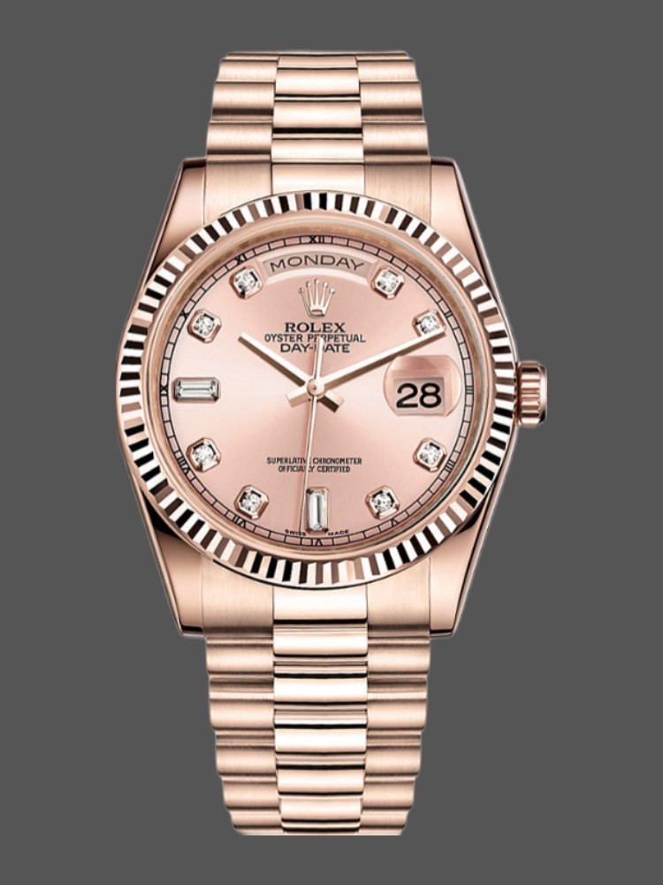 Rolex Day-Date 118235 Pink Diamond Dial 36mm Lady Replica Watch