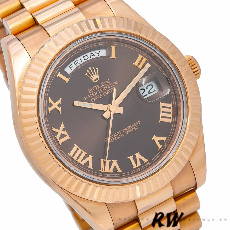 Rolex Day-Date 218235 Chocolate Brown Dial Rose Gold 41MM Mens Replica Watch