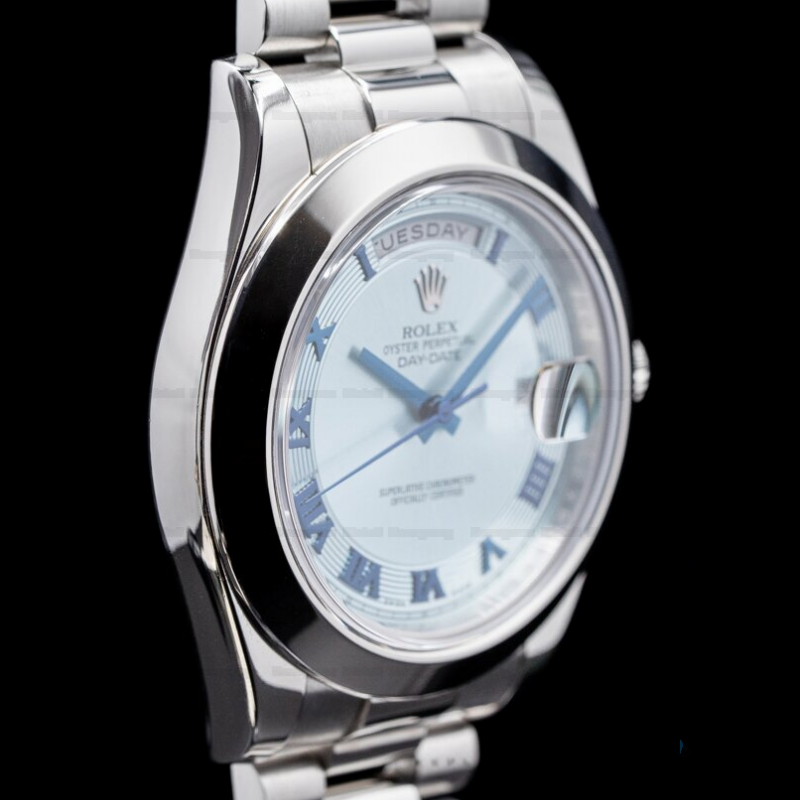 Rolex Day-Date 218206 Concentric Circle Ice Blue Dial Platinum 41MM Mens Replica Watch