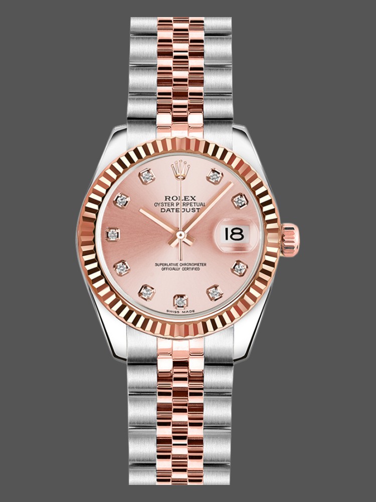 Rolex Datejust 179171 Pink Diamond Dial Fluted Bezel 26MM Lady Replica Watch
